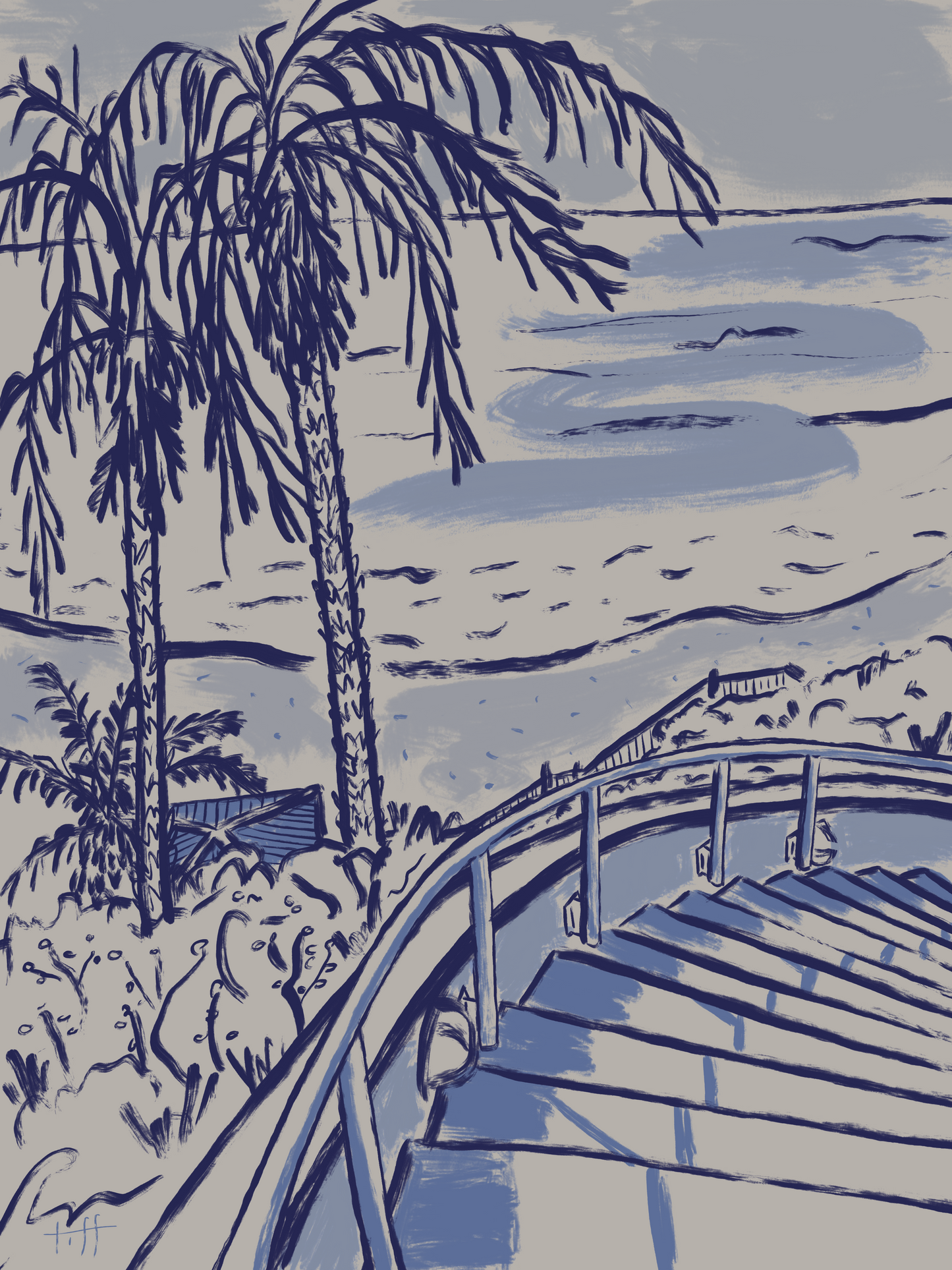 "Swami's Beach Steps" Print