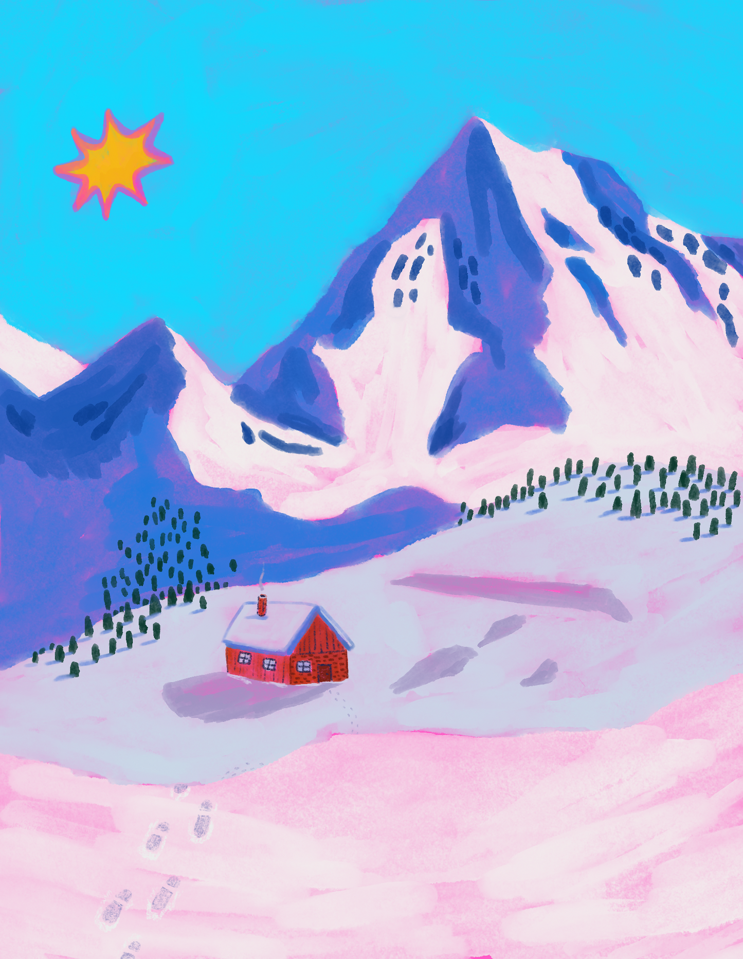 "Snowy Peaks" Print